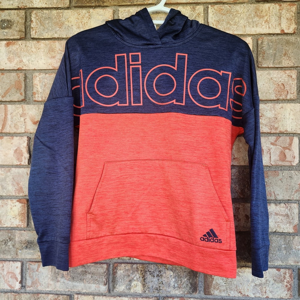Adidas Kids Hoodie in Navy and Orange